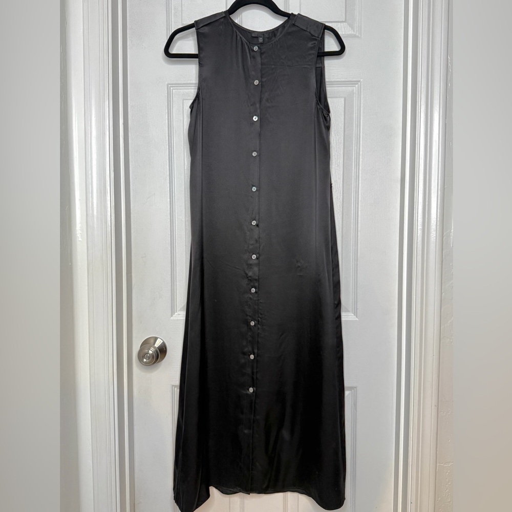 ATM Anthony Thomas Melillo -SILK CHARMEUSE MIDI DRESS - small - black - NWT